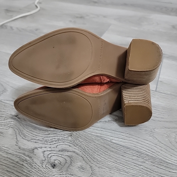 Lucky Brand Womens Rust Orange Suede Leather Heel Sandals Size 37.5/Us 7 M EUC - Picture 8 of 8